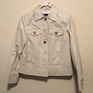 Tan, Leather “Terry Lewis” Button Up Jacket
